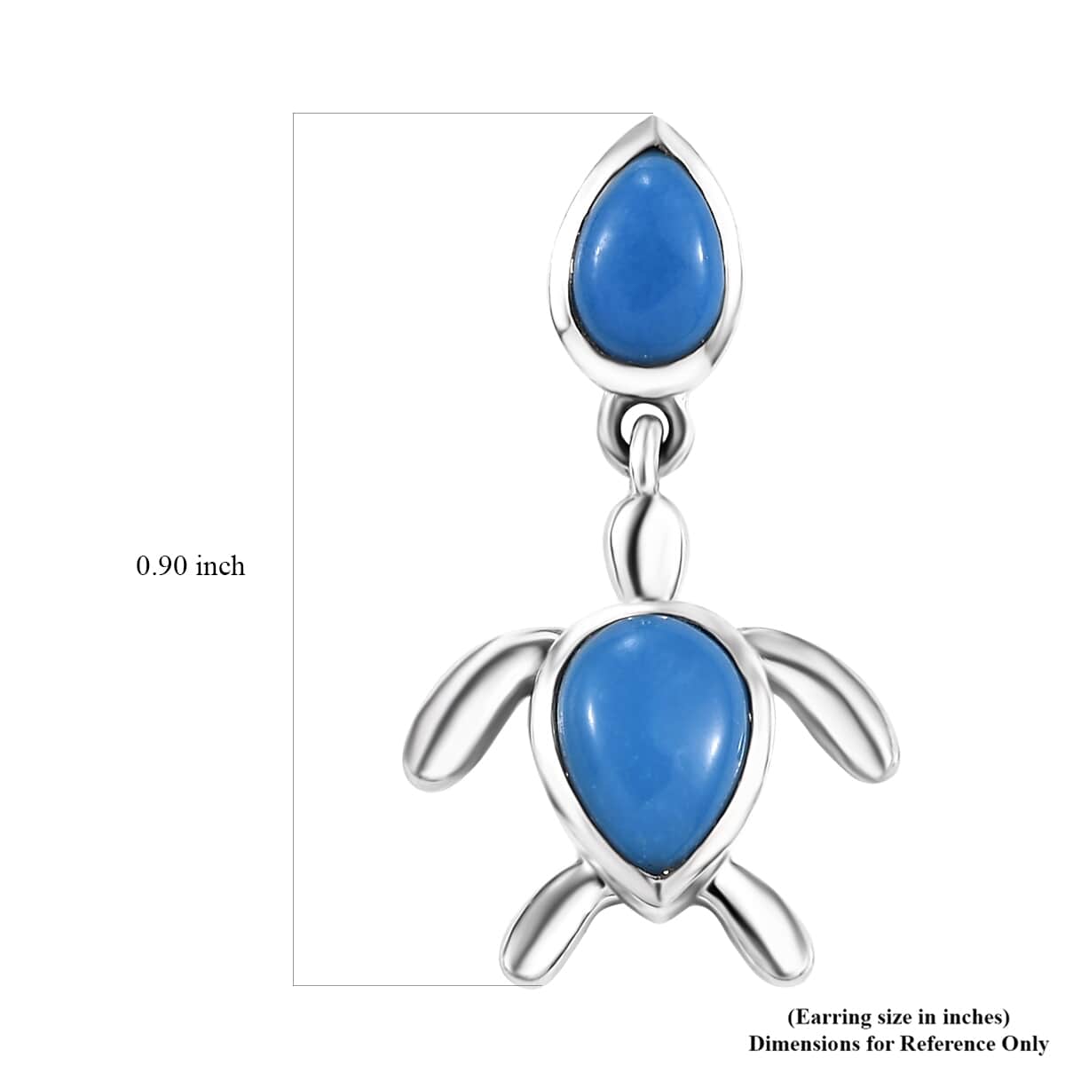 Ceruleite 2.15 ctw Turtle Earrings in Rhodium Over Sterling Silver image number 4