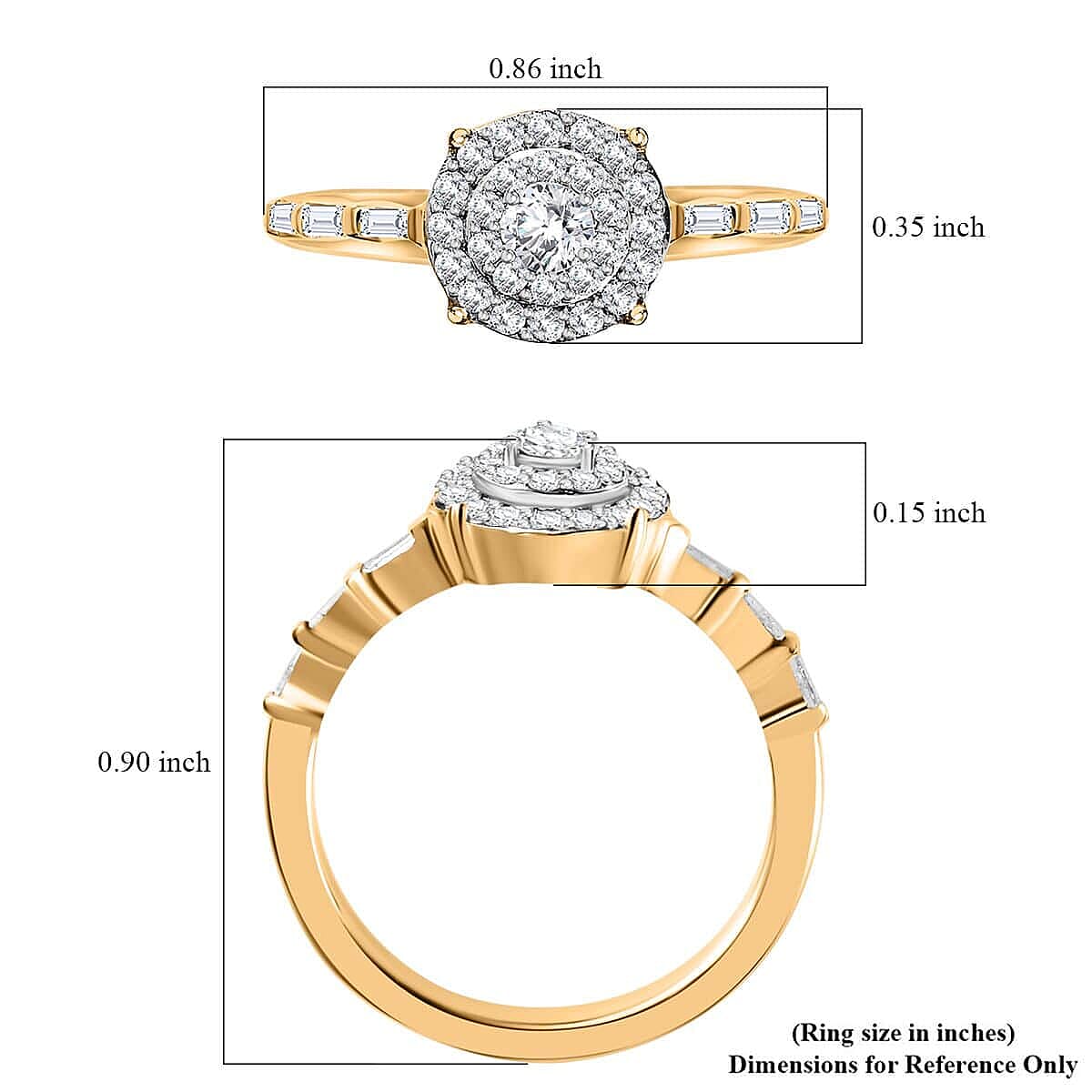 Luxoro G-H I3 Diamond 0.50 ctw Ring in 10K Yellow Gold (Size 7.5) image number 5