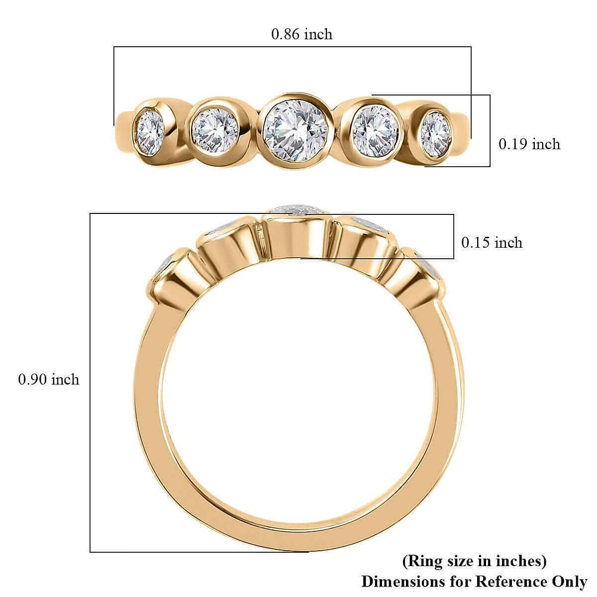 Luxoro G-H I3 Diamond 0.50 ctw Ring in 10K Yellow Gold (Size 8.5) image number 5