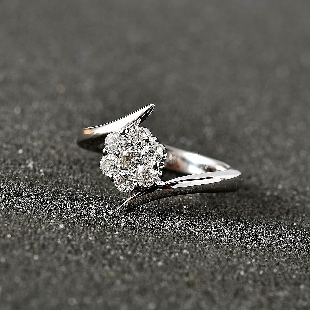 Luxoro G-H I3 Diamond 0.50 ctw Bypass Floral Ring in 10K White Gold (Size 9.5) image number 1