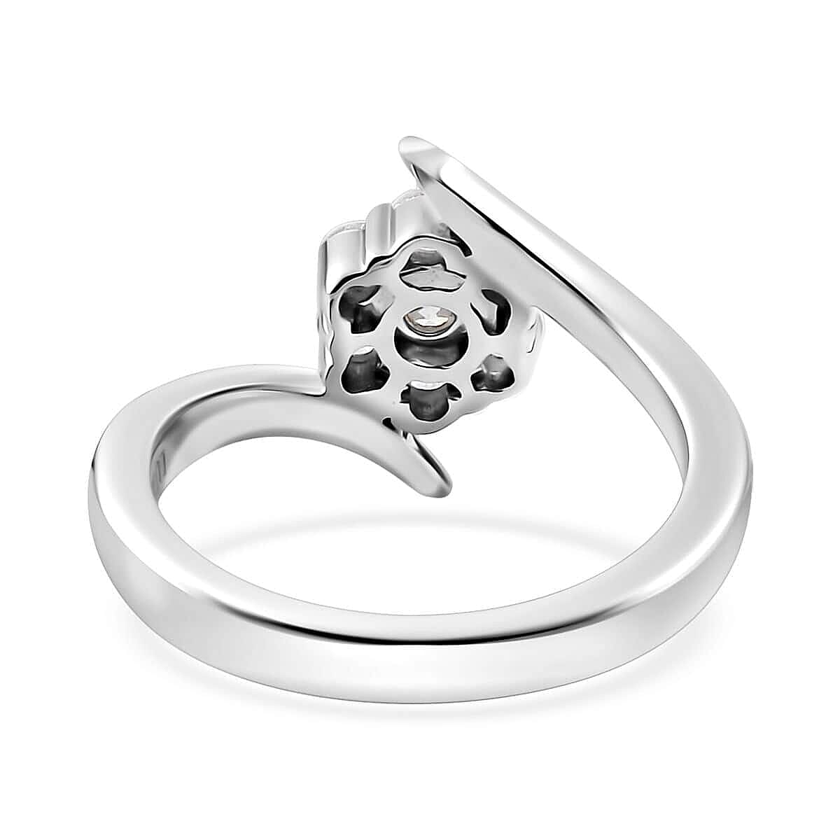 Luxoro G-H I3 Diamond 0.50 ctw Bypass Floral Ring in 10K White Gold (Size 9.5) image number 4