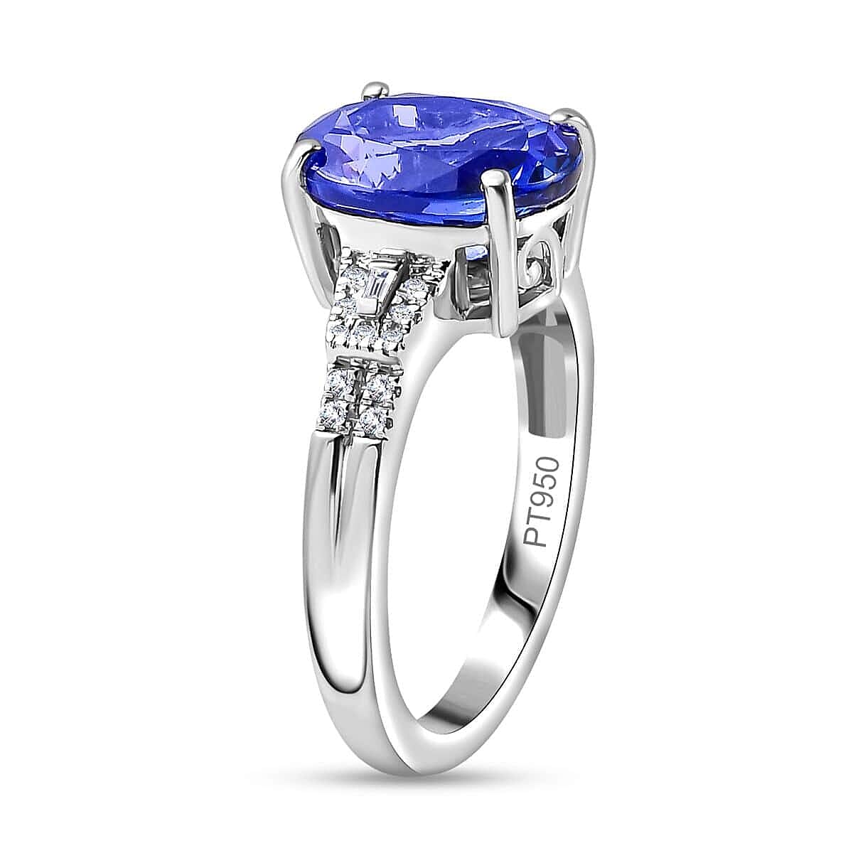 Rhapsody AAAA Tanzanite and E-F VS Diamond 4.15 ctw Statement Ring in 950 Platinum (Size 7.5) 6.20 Grams image number 3