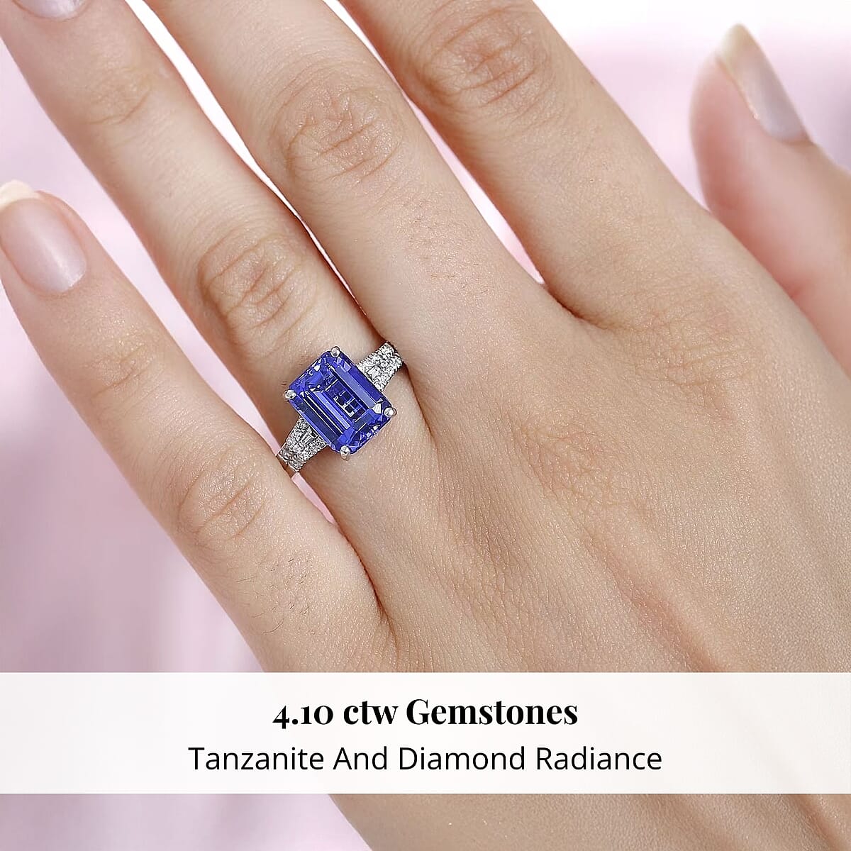 Rhapsody AAAA Tanzanite and E-F VS Diamond 4.15 ctw Statement Ring in 950 Platinum (Size 9.5) 6.20 Grams image number 1