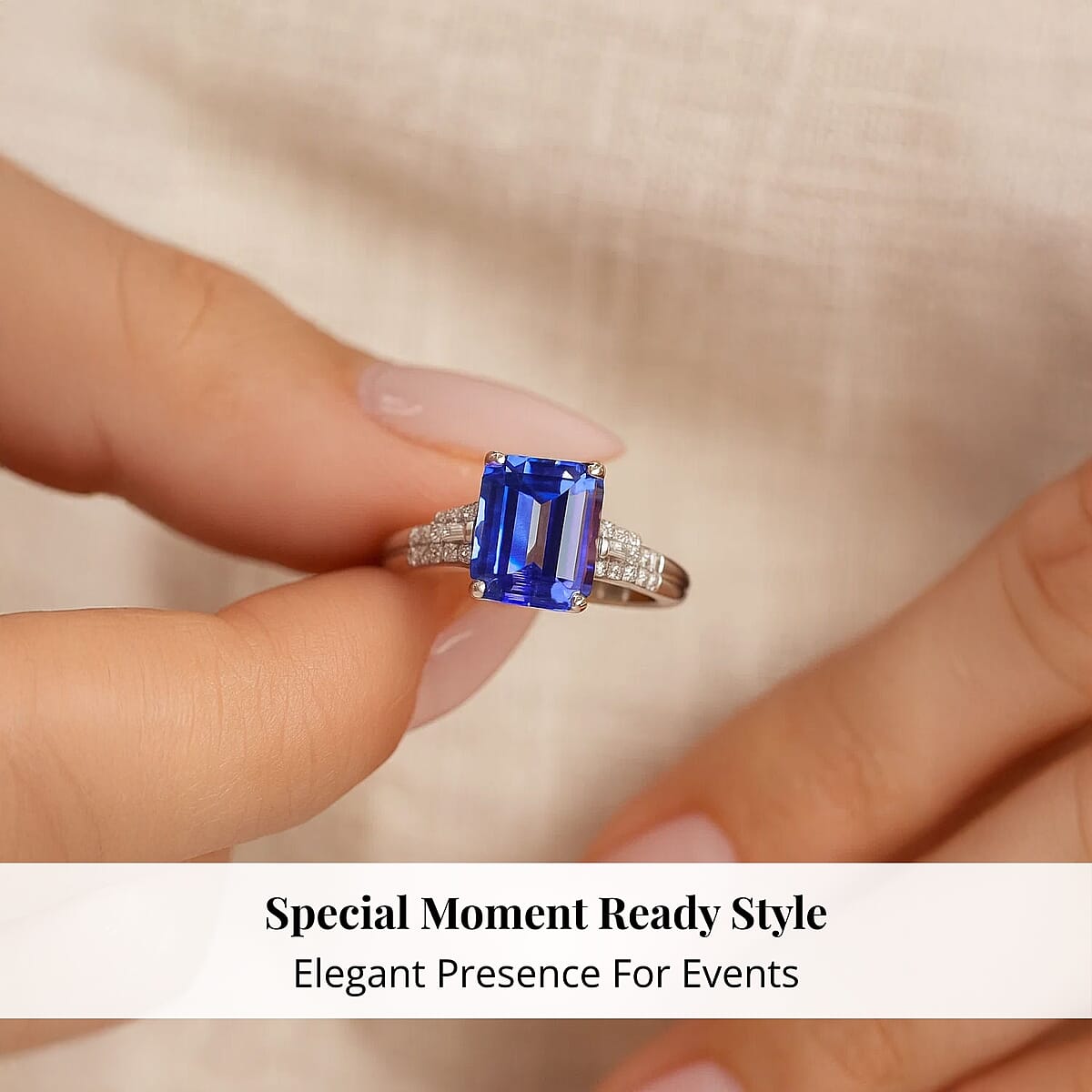 Rhapsody AAAA Tanzanite and E-F VS Diamond 4.15 ctw Statement Ring in 950 Platinum (Size 9.5) 6.20 Grams image number 4