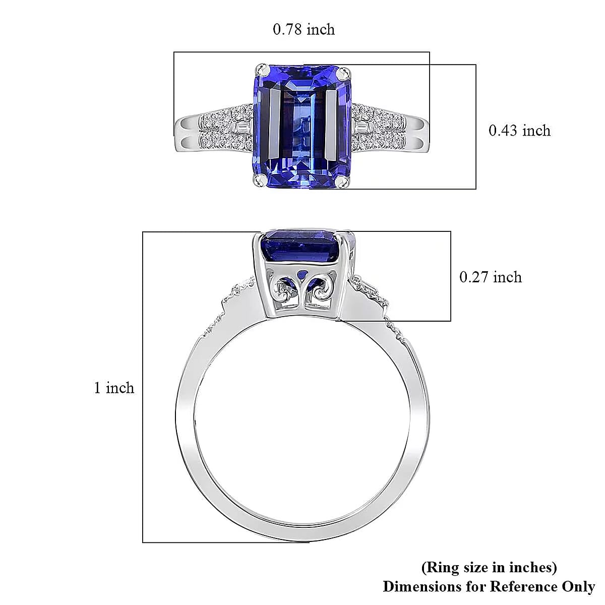 Rhapsody AAAA Tanzanite and E-F VS Diamond 4.15 ctw Statement Ring in 950 Platinum (Size 9.5) 6.20 Grams image number 5
