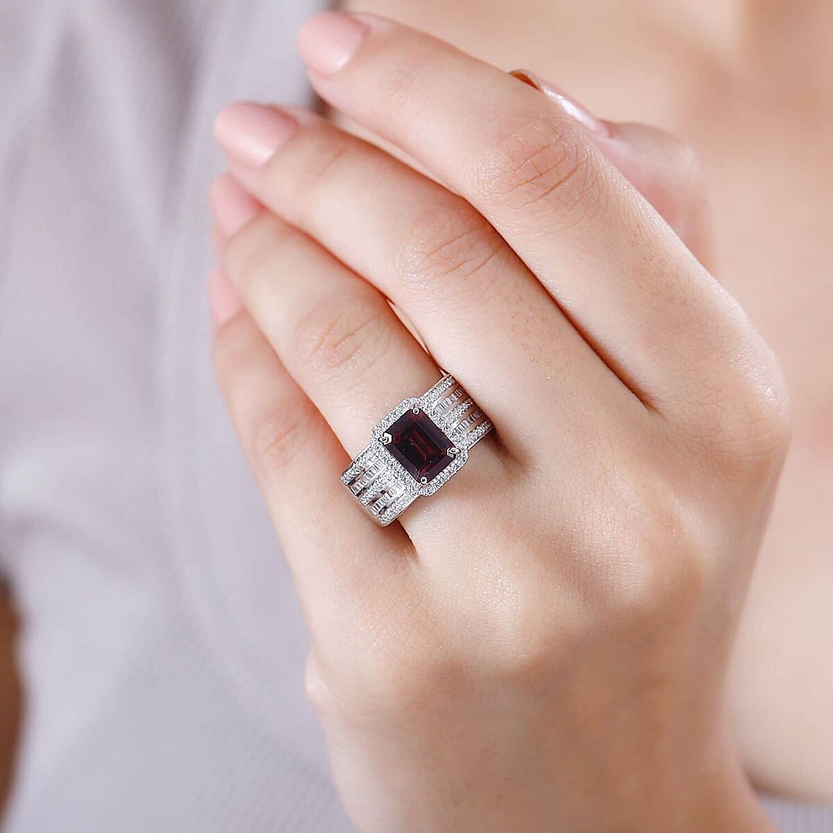 Rhapsody AAAA Ouro Fino Rubellite and E-F VS Diamond 3.15 ctw Ring in 950 Platinum (Size 9.5)  image number 2