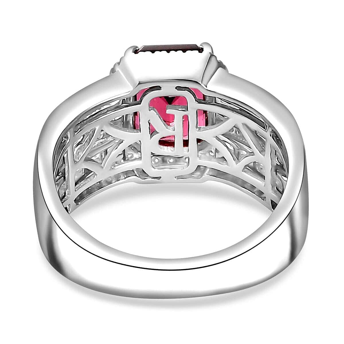 Rhapsody AAAA Ouro Fino Rubellite and E-F VS Diamond 3.15 ctw Ring in 950 Platinum (Size 9.5)  image number 4