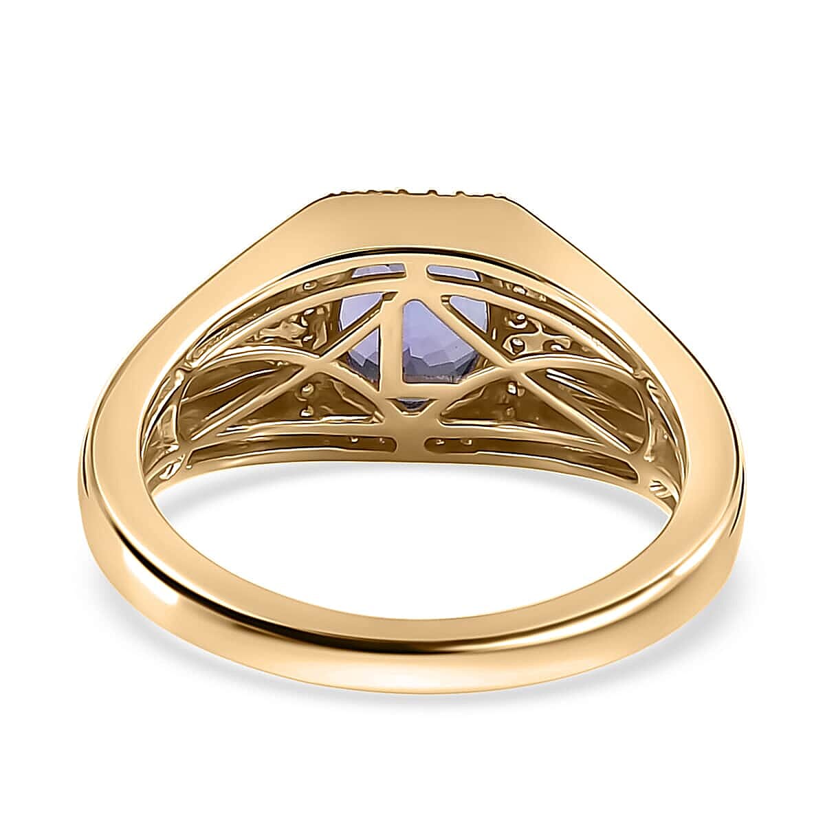 Luxoro Premium Tanzanite, Natural Yellow and White Diamond I2 2.15 ctw Men's Ring in 10K Yellow Gold (Size 11.5) image number 4