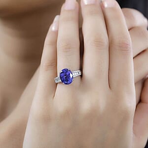 Rhapsody AAAA Tanzanite and E-F VS Diamond 4.25 ctw Ring in 950 Platinum (Size 7.5) 6.50 Grams 