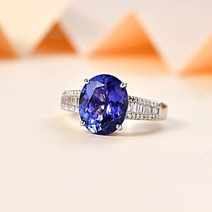 Rhapsody AAAA Tanzanite and E-F VS Diamond 4.25 ctw Ring in 950 Platinum (Size 8.5) 6.50 Grams 