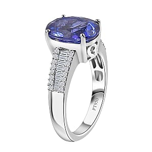 Rhapsody AAAA Tanzanite and E-F VS Diamond 4.25 ctw Ring in 950 Platinum (Size 8.5) 6.50 Grams 