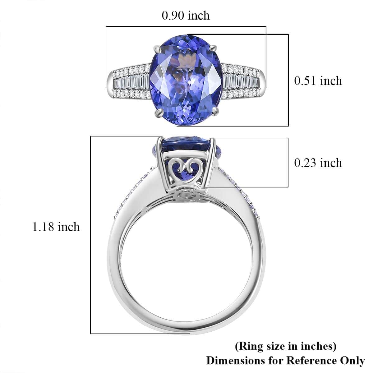 Rhapsody AAAA Tanzanite and E-F VS Diamond 4.25 ctw Ring in 950 Platinum (Size 8.5) 6.50 Grams  image number 5