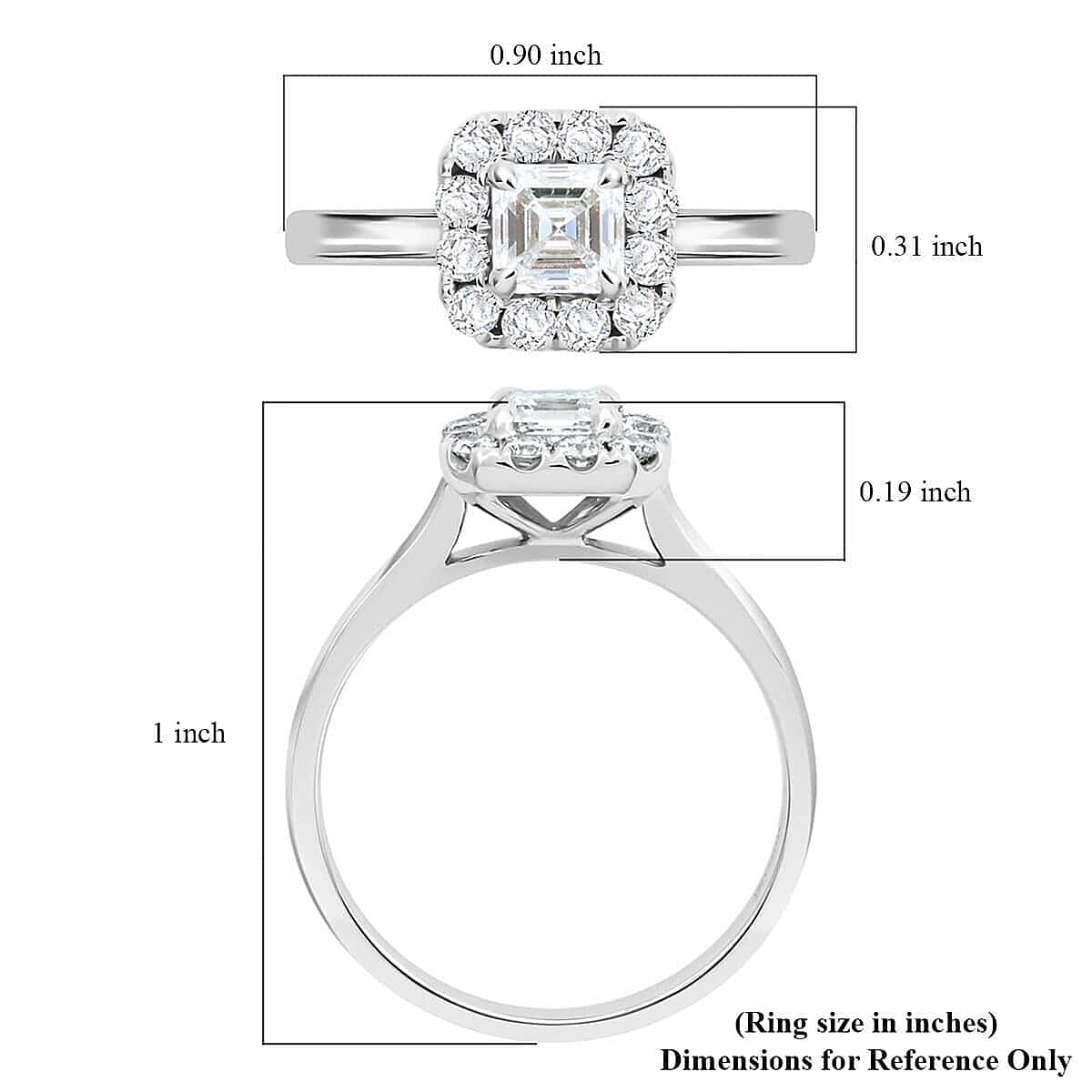 Doorbuster Modani 950 Platinum Asscher Cut Diamond VS 1.06 ctw Ring (Size 7.5) 5.65 Grams image number 4