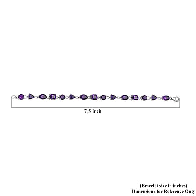 D'Joy Moroccan Amethyst 14.35 ctw Art and Deco Bracelet in Rhodium Over Sterling Silver (7.25 In)