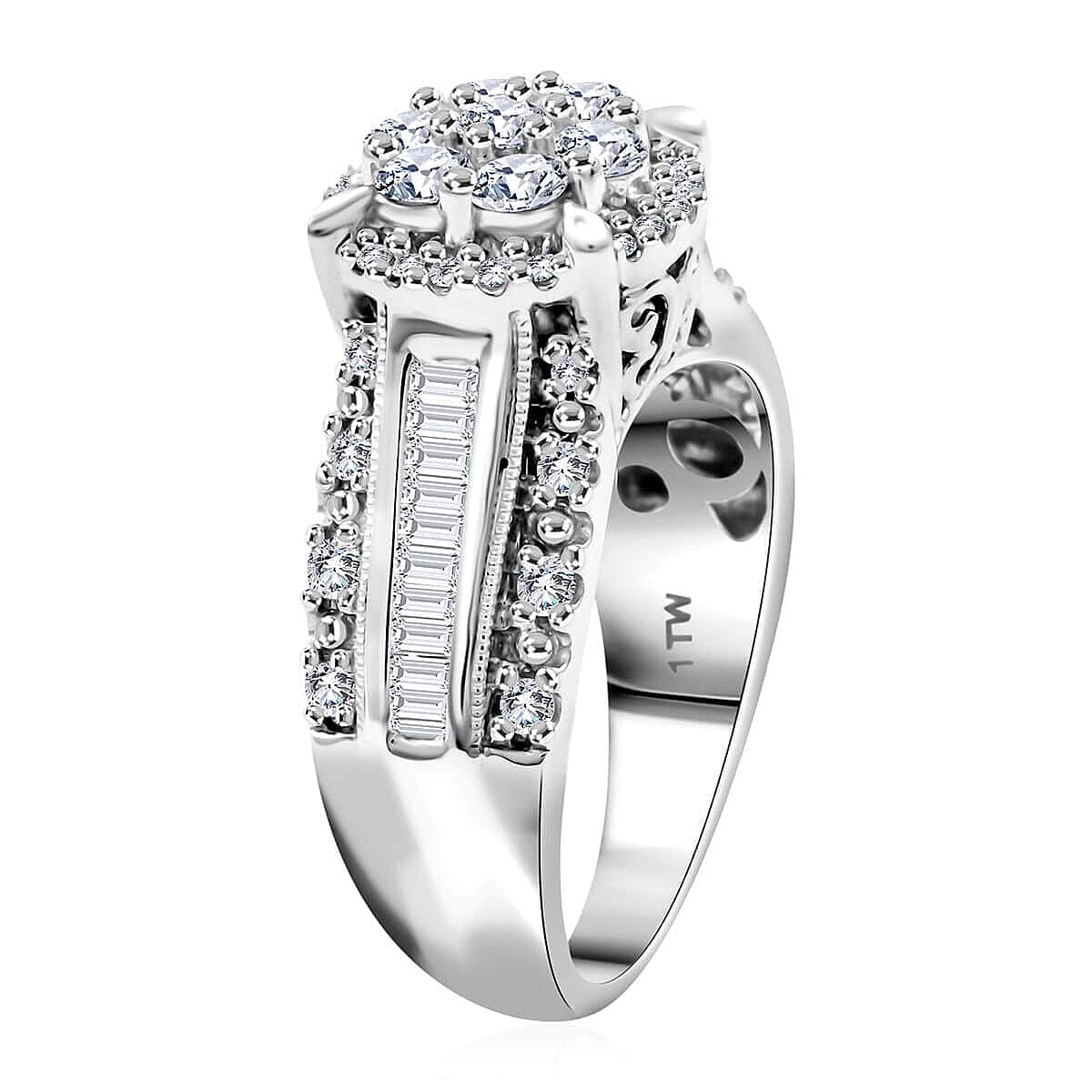 I2-I3 Diamond 1.00 ctw Ring in 10K White Gold (Size 6.5) 5.85 Grams  image number 3
