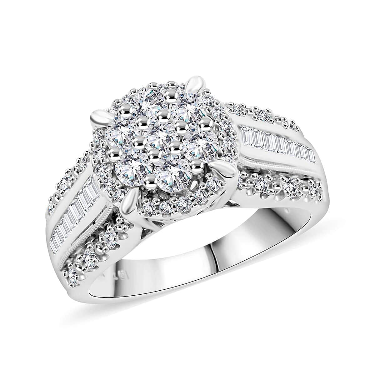 I2-I3 Diamond 1.00 ctw Ring in 10K White Gold (Size 9.5) 5.85 Grams  image number 0