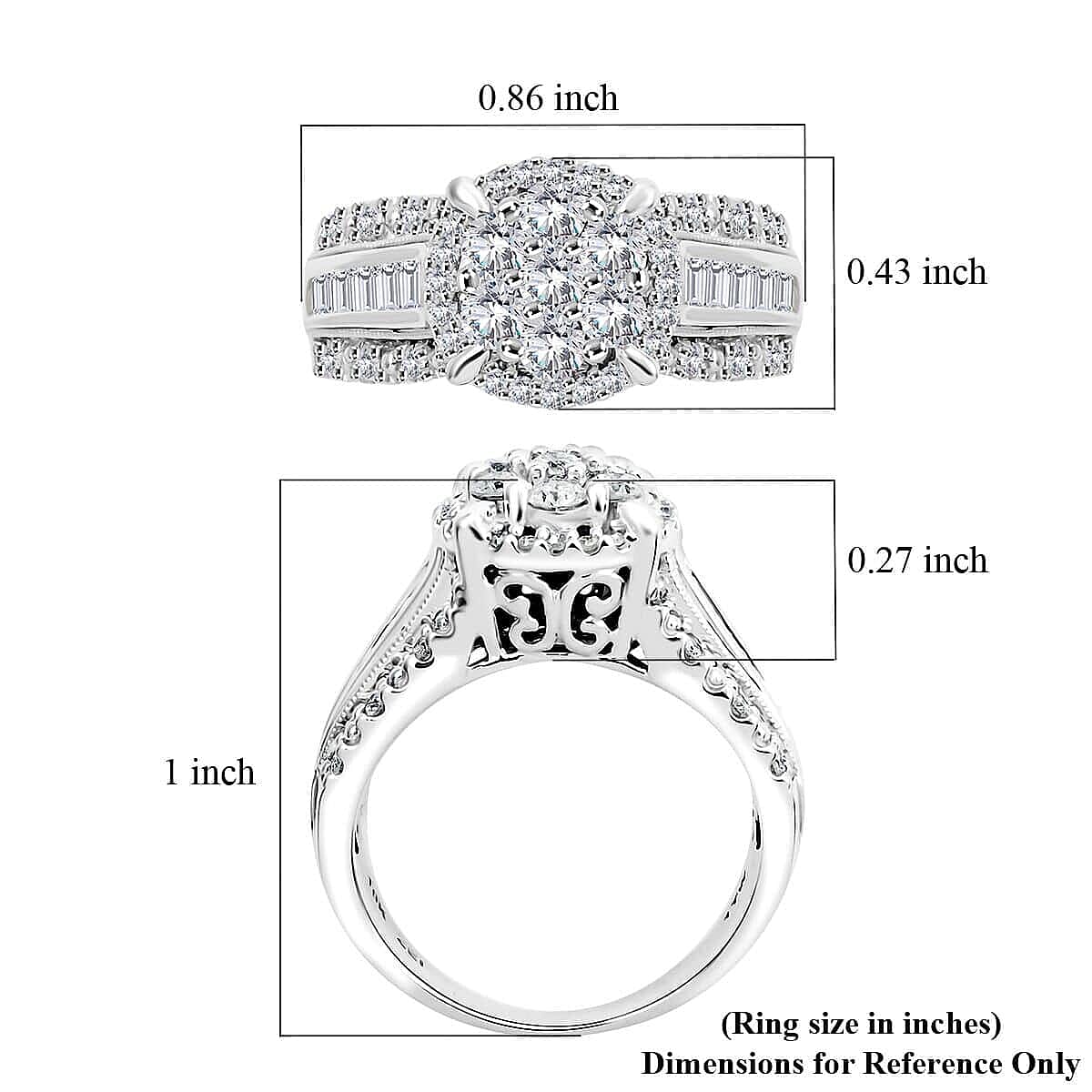 I2-I3 Diamond 1.00 ctw Ring in 10K White Gold (Size 9.5) 5.85 Grams  image number 5