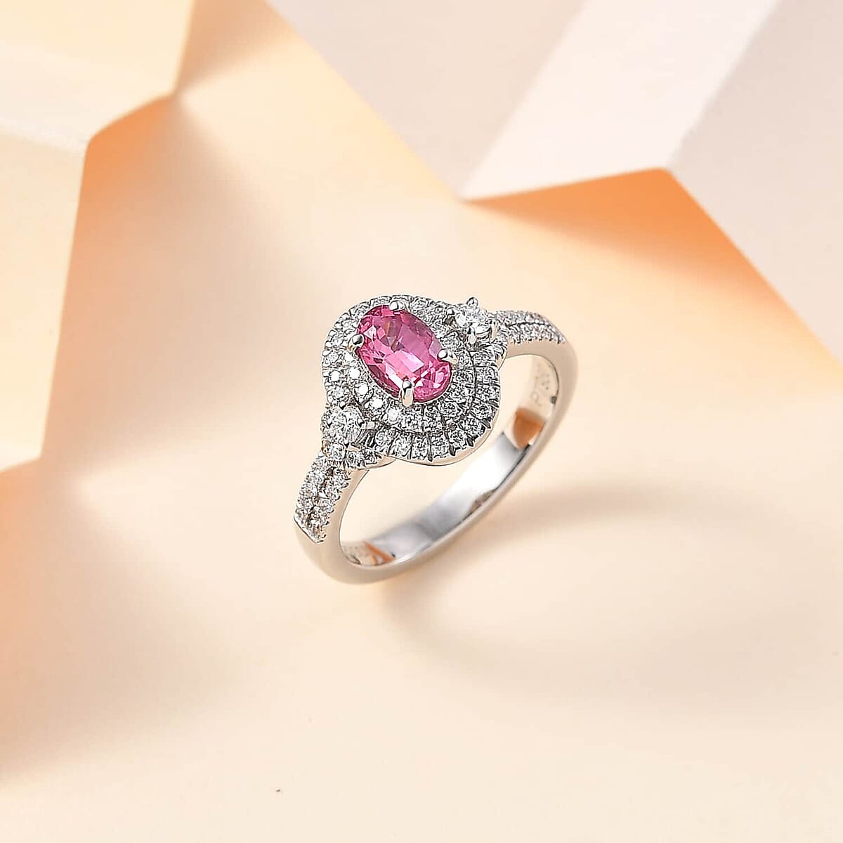 Rhapsody AAAA Mahenge Spinel and E-F VS Diamond 1.15 ctw Ring in 950 Platinum (Size 5.0) 6.65 Grams image number 1