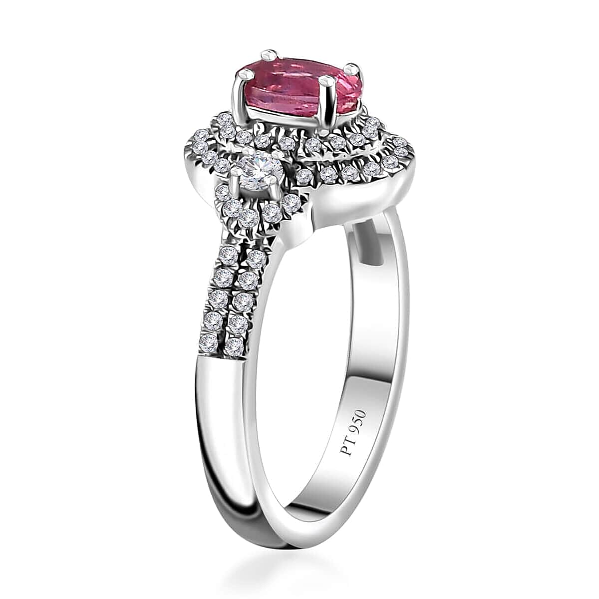 Rhapsody AAAA Mahenge Spinel and E-F VS Diamond 1.15 ctw Ring in 950 Platinum (Size 5.0) 6.65 Grams image number 3