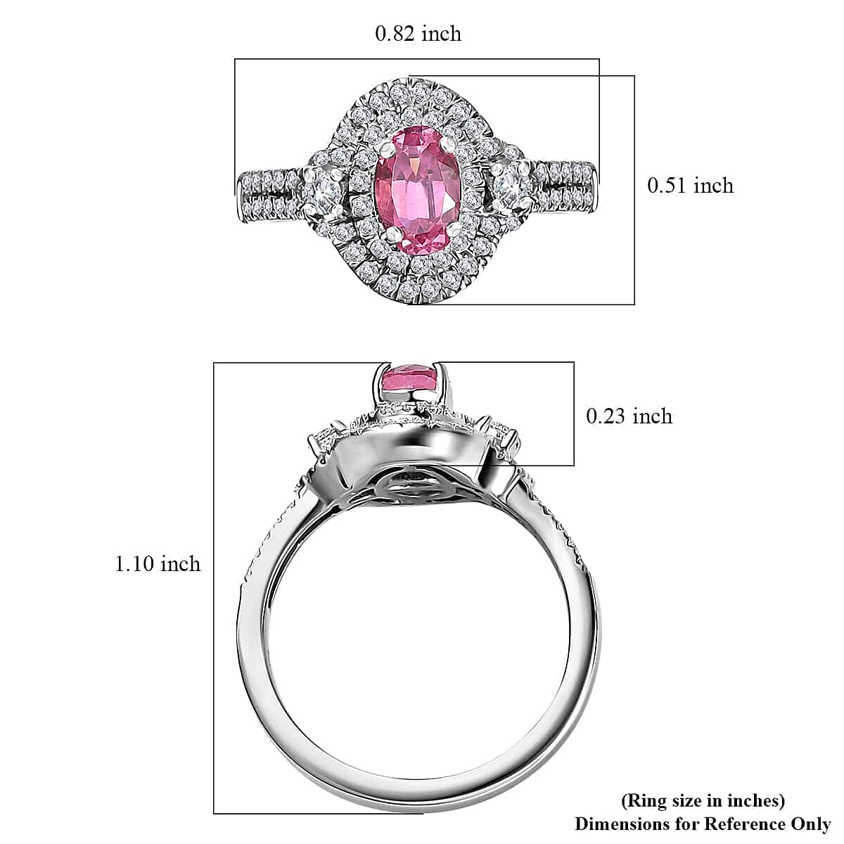 Rhapsody AAAA Mahenge Spinel and E-F VS Diamond 1.15 ctw Ring in 950 Platinum (Size 5.0) 6.65 Grams image number 5