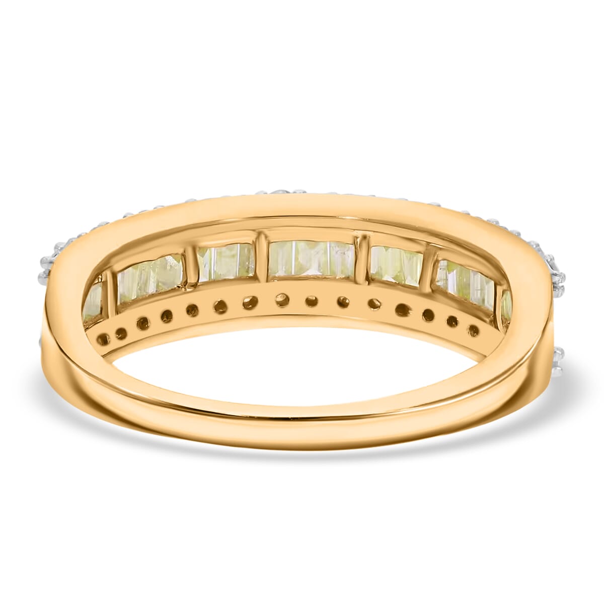 Luxoro I3 Natural Yellow and White Diamond 1.00 ctw Half Eternity Band Ring in 14K Yellow Gold (Size 6.5) image number 4