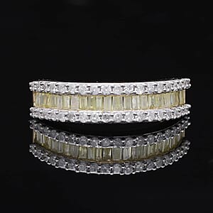 Luxoro I3 Natural Yellow and White Diamond 1.00 ctw Half Eternity Band Ring in 14K Yellow Gold (Size 8.5)