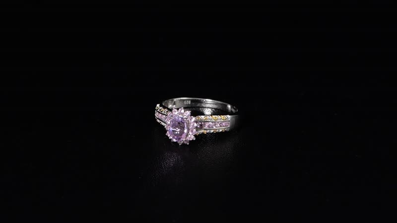 Martha Rocha Kunzite and Madagascar Pink Sapphire 1.65 ctw Ring 18K Vermeil YG and Rhodium Over Sterling Silver (Size 10.0)