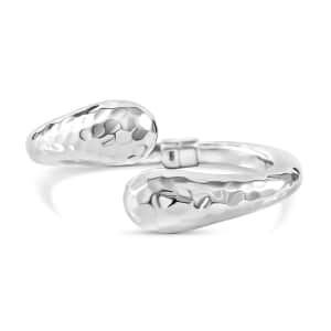 Sterling Silver Textured Bypass Bangle Bracelet (7.00 in) 24 Grams