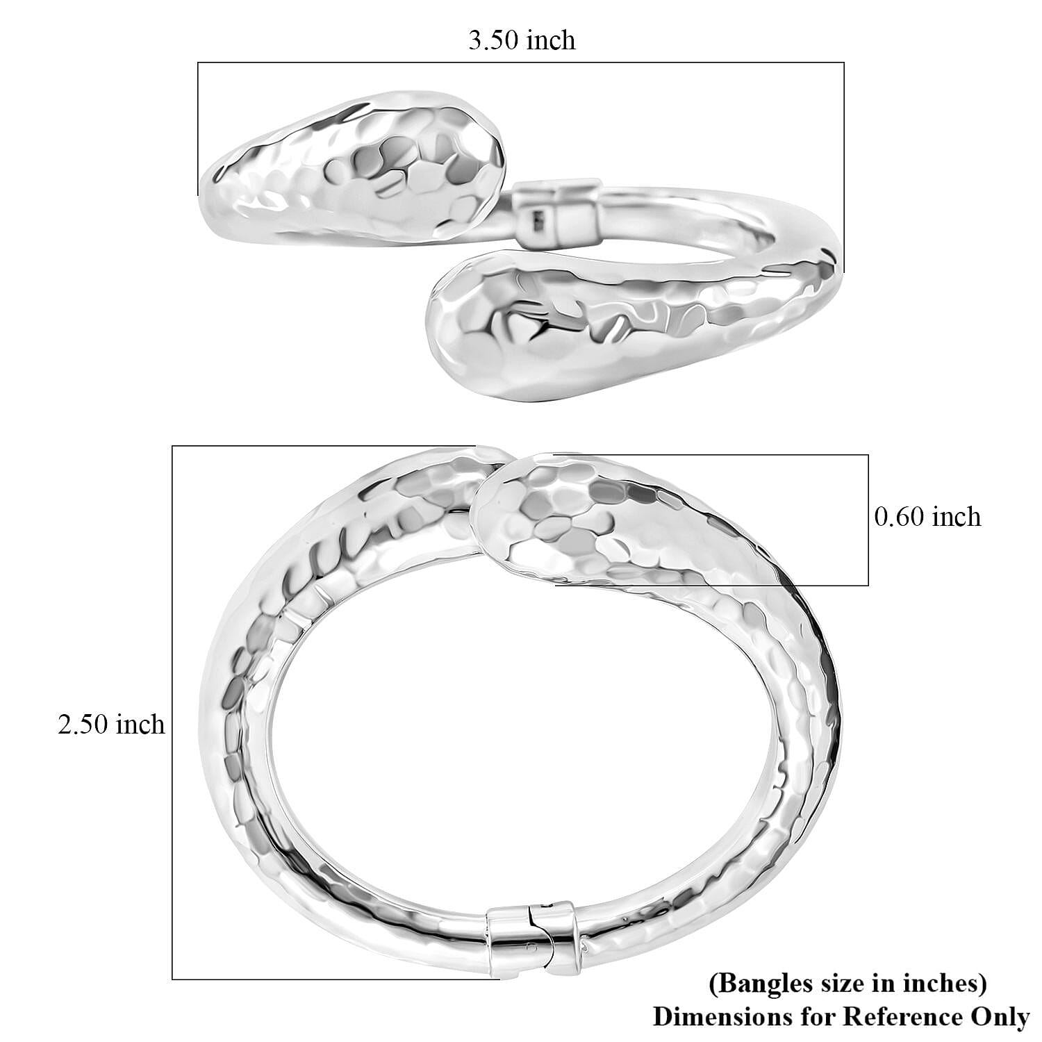 Sterling Silver Textured Bypass Bangle Bracelet (7.00 in) 24 Grams