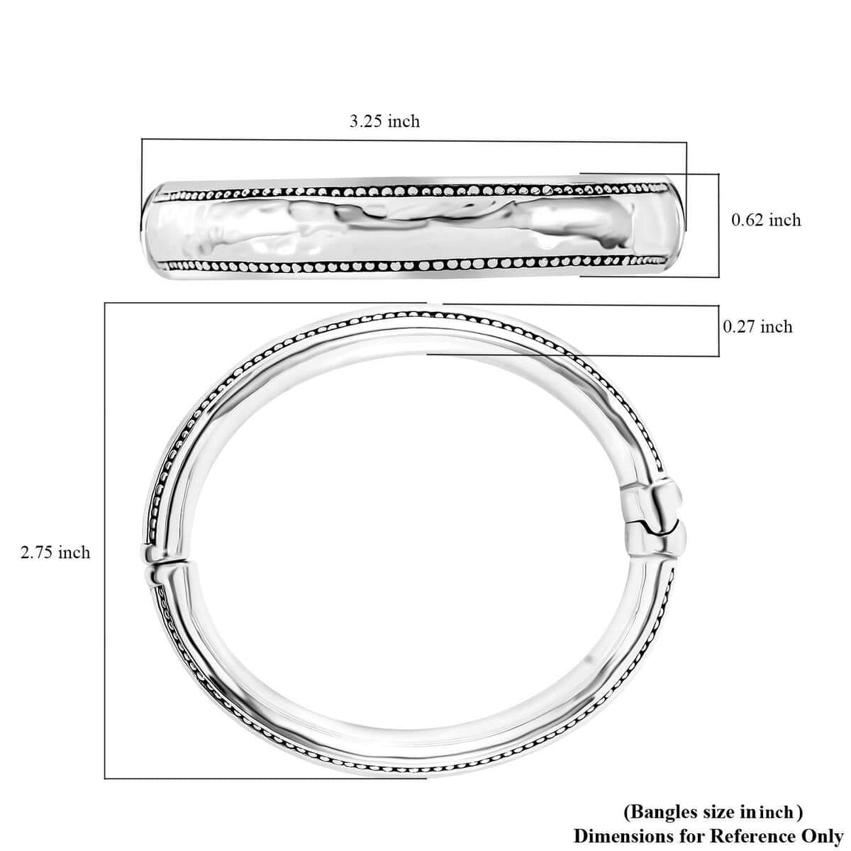 Hammer Texture Bangle Bracelet in Sterling Silver (7.00 In) 24 Grams image number 4