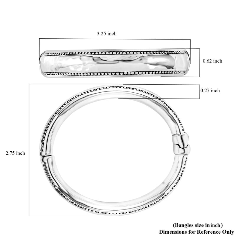 Hammer Texture Bangle Bracelet in Sterling Silver (7.00 In) 24 Grams