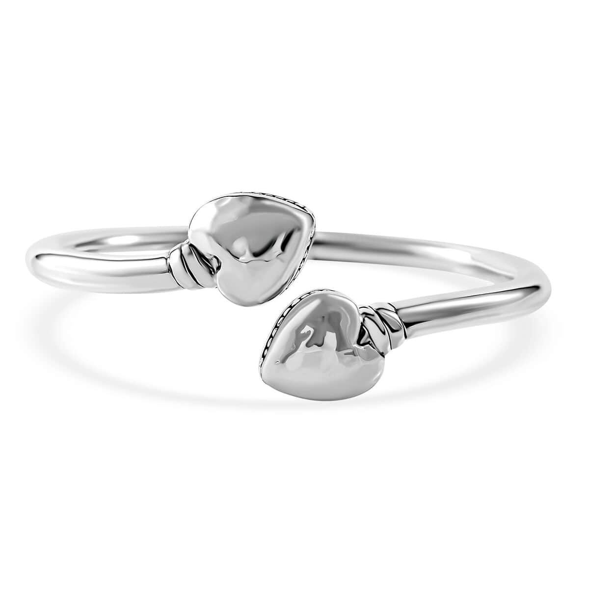 Heart Bypass Bangle Bracelet in Sterling Silver (7.00 In) 13 Grams image number 0