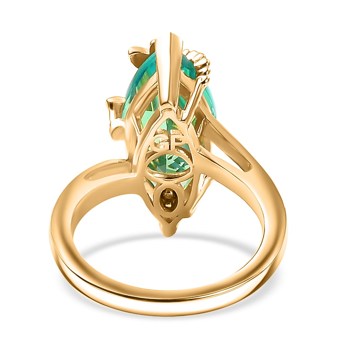 GP Trionfo Collection Premium Peacock Quartz (Triplet) 6.35 ctw Dragonfly Ring in 18K Vermeil Yellow Gold Over Sterling Silver (Size 7.0) image number 4
