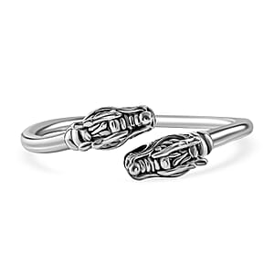 Dragon Bypass Bangle Bracelet in Sterling Silver (7.25 In) 15 Grams