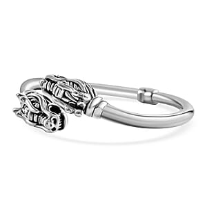 Dragon Bypass Bangle Bracelet in Sterling Silver (7.25 In) 15 Grams