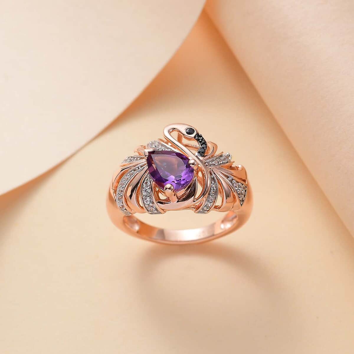 GP Rose De France Amethyst and Multi Gemstone 1.55 ctw Duck Ring in 18K Vermeil Rose Gold Over Sterling Silver image number 1