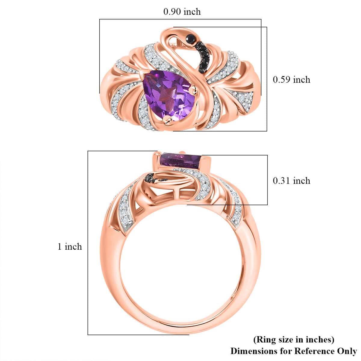 GP Trionfo Collection Rose De France Amethyst and Multi Gemstone 1.55 ctw Swan Ring in 18K Vermeil Rose Gold Over Sterling Silver (Size 7.0) image number 5