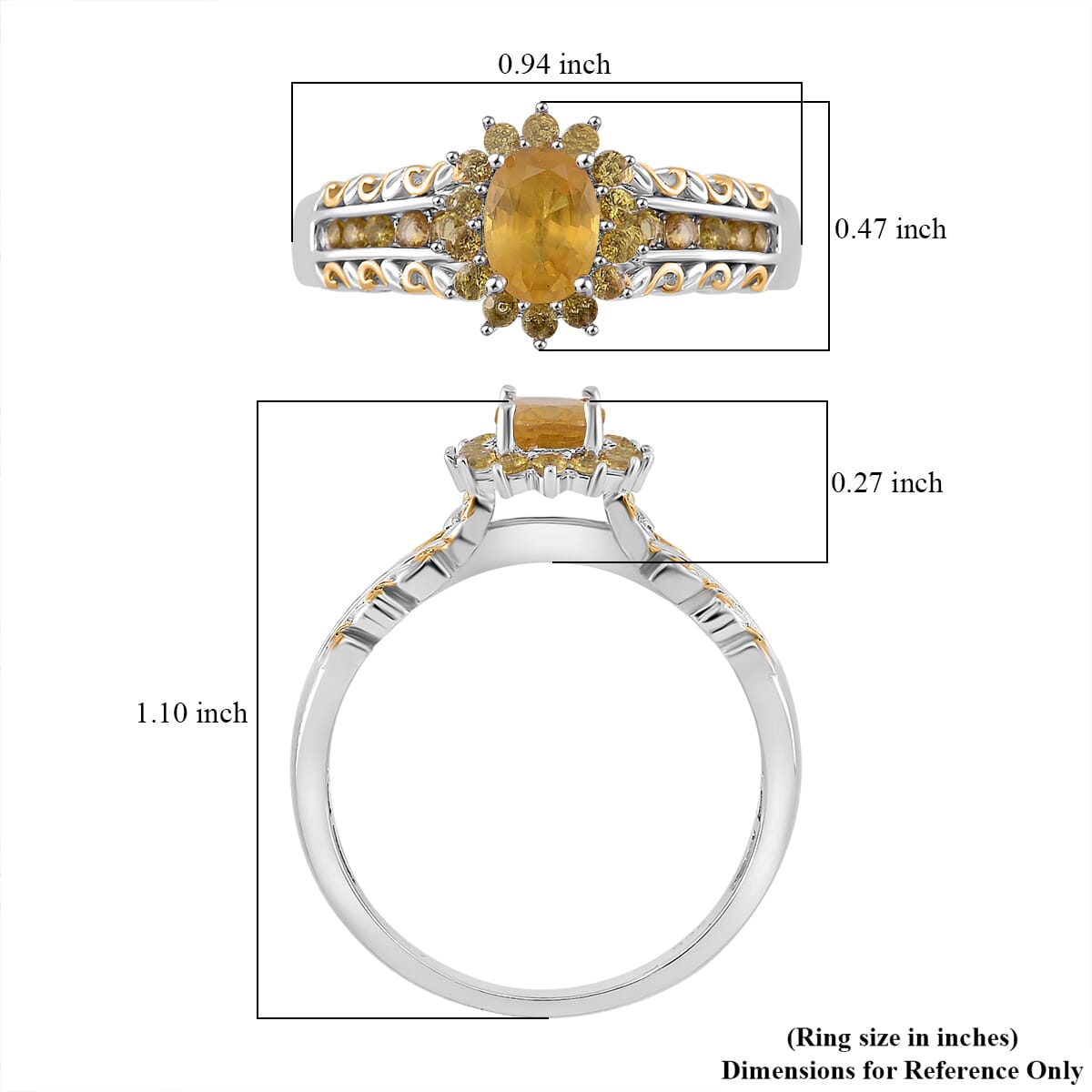 Madagascar Yellow Sapphire 1.75 ctw Royal Bloom Ring in 18K Vermeil YG and Rhodium Over Sterling Silver (Size 7.0) image number 4
