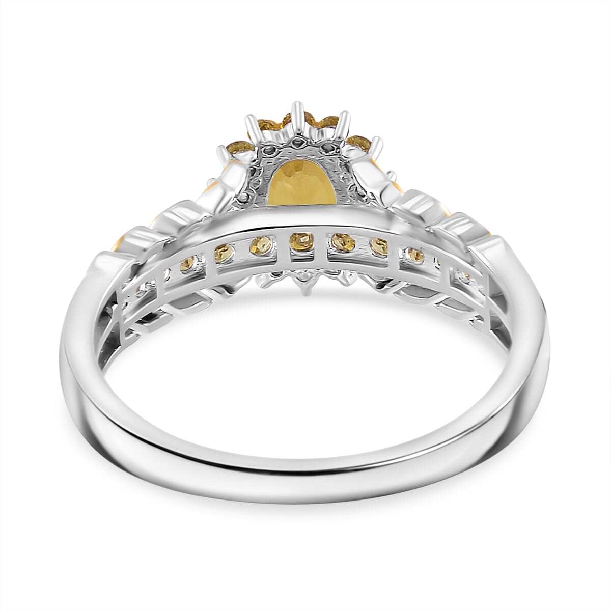 Madagascar Yellow Sapphire 1.75 ctw Royal Bloom Ring in 18K Vermeil YG and Rhodium Over Sterling Silver (Size 9.0) image number 3