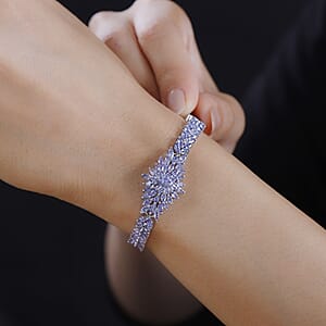Tanzanite 12.50 ctw Floral Spray Bracelet in Rhodium Over Sterling Silver (7.25 In)