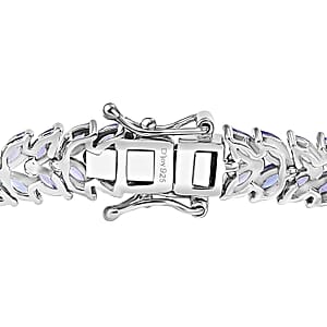 Tanzanite 12.50 ctw Floral Spray Bracelet in Rhodium Over Sterling Silver (7.25 In)