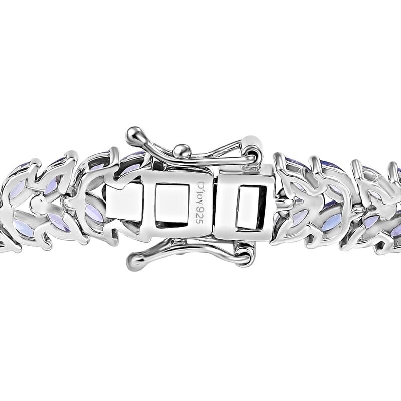 Tanzanite 12.50 ctw Floral Spray Bracelet in Rhodium Over Sterling Silver (7.25 In)