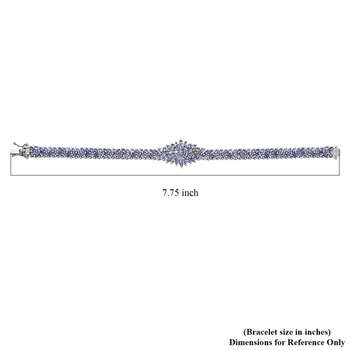 Tanzanite 12.50 ctw Floral Spray Bracelet in Rhodium Over Sterling Silver (7.25 In) image number 4