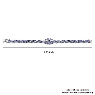 Tanzanite 12.50 ctw Floral Spray Bracelet in Rhodium Over Sterling Silver (7.25 In)