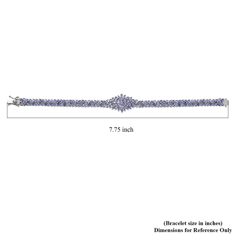 Tanzanite 12.50 ctw Floral Spray Bracelet in Rhodium Over Sterling Silver (7.25 In)