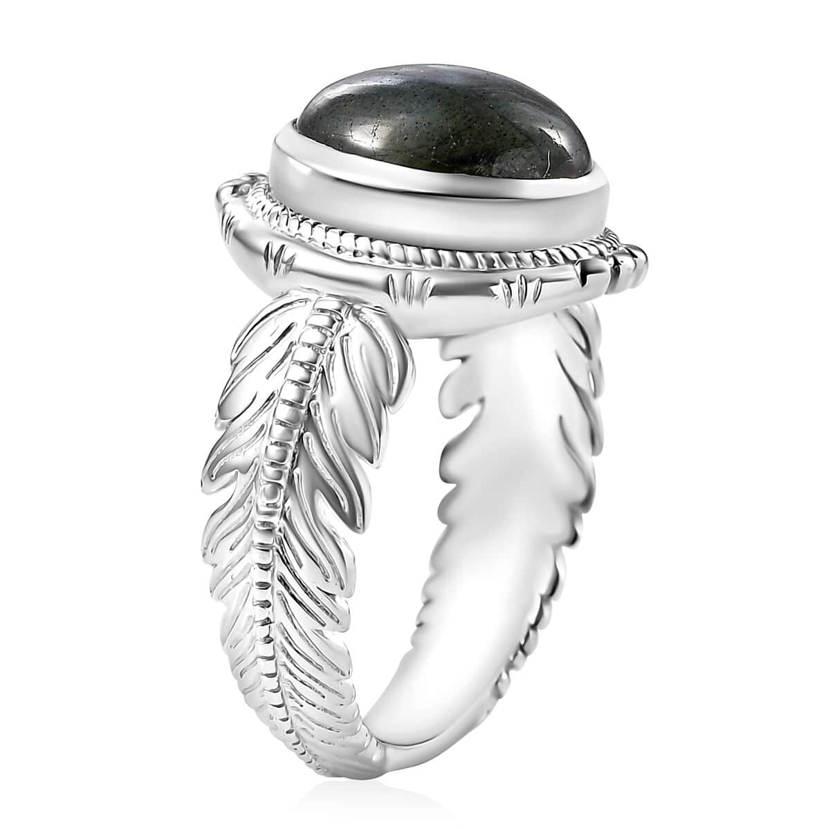 Karis Malagasy Labradorite Feather Ring in Platinum Bond (Size 10.0) 5.60 ctw image number 3