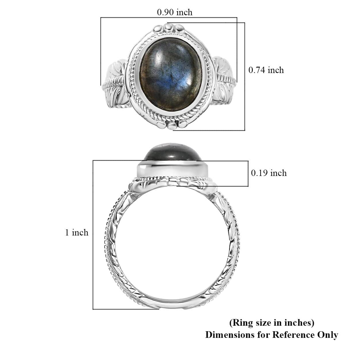 Karis Malagasy Labradorite 5.60 ctw Feather Ring in Platinum Bond (Size 6.0) image number 5