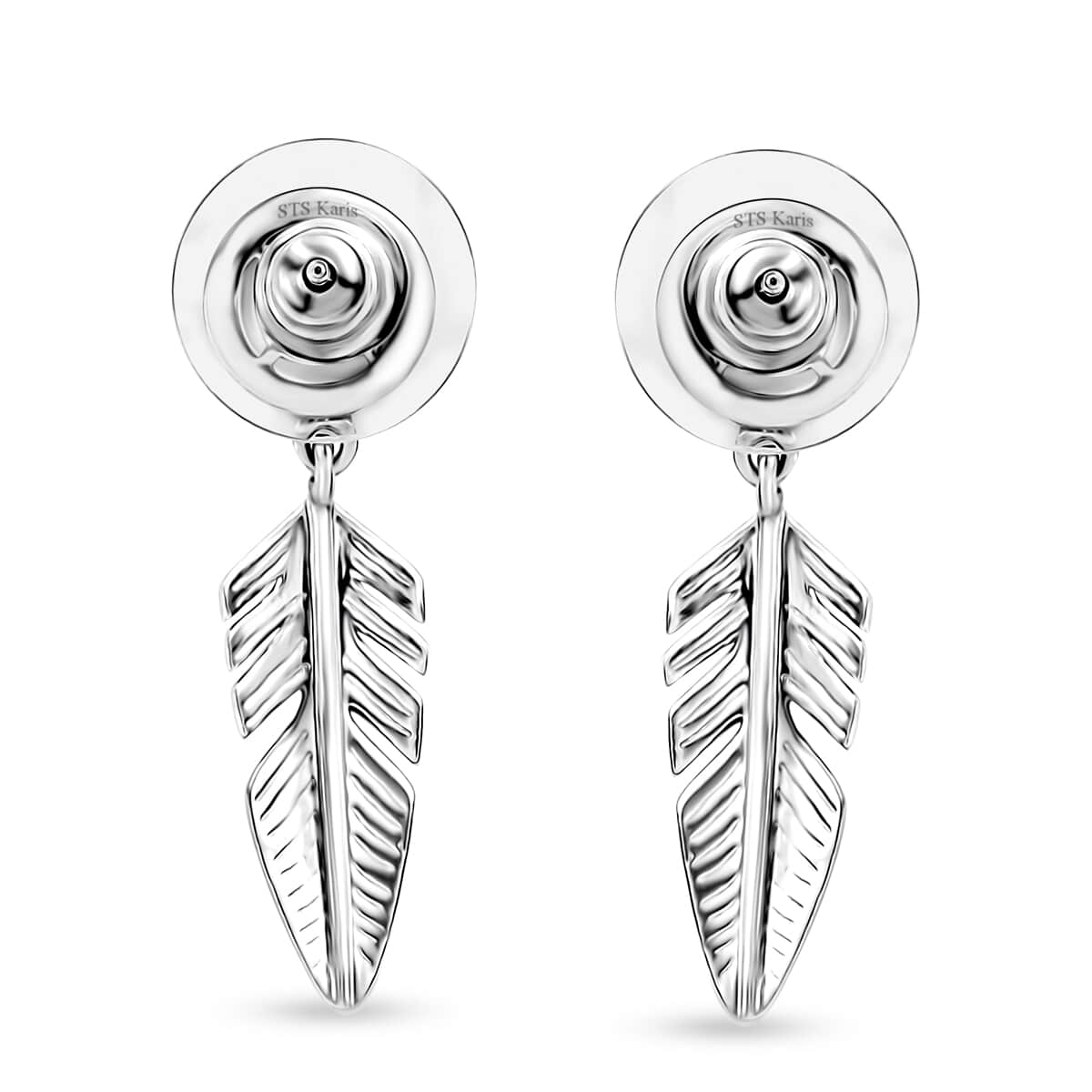 Karis Malagasy Labradorite 5.10 ctw Feather Earrings in Platinum Bond image number 4