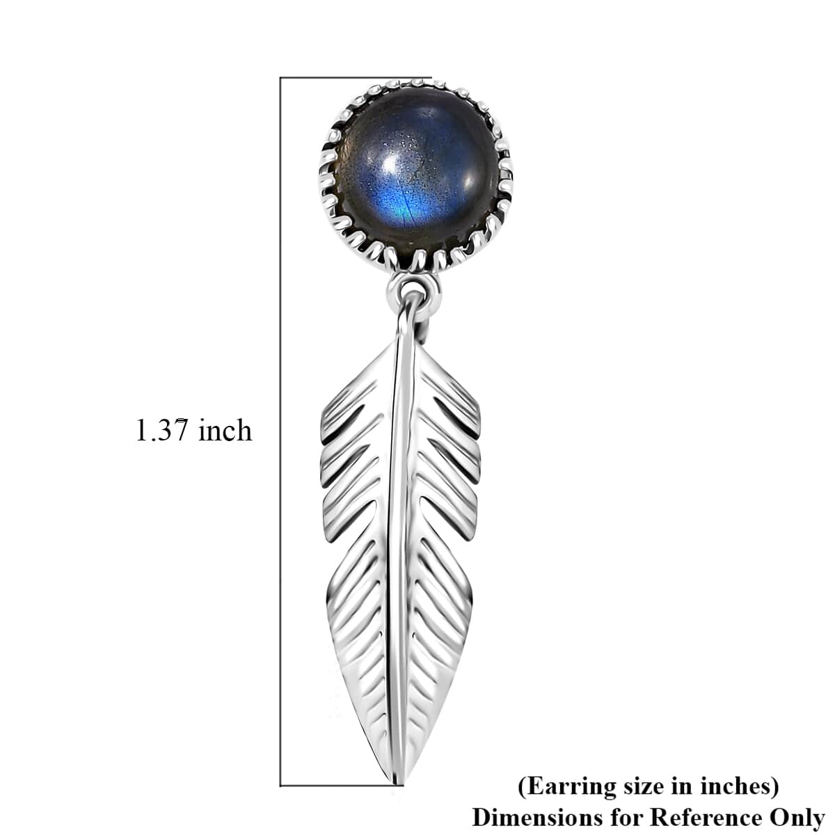 Karis Malagasy Labradorite 5.10 ctw Feather Earrings in Platinum Bond image number 5