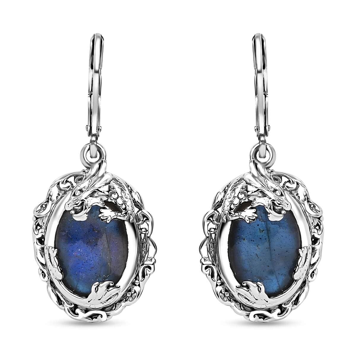 Karis Malagasy Labradorite 13.65 ctw Dragon Earrings in Platinum Bond image number 0